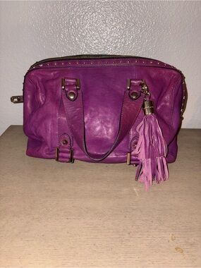Women’s Purple Leather Tassel Satchel
